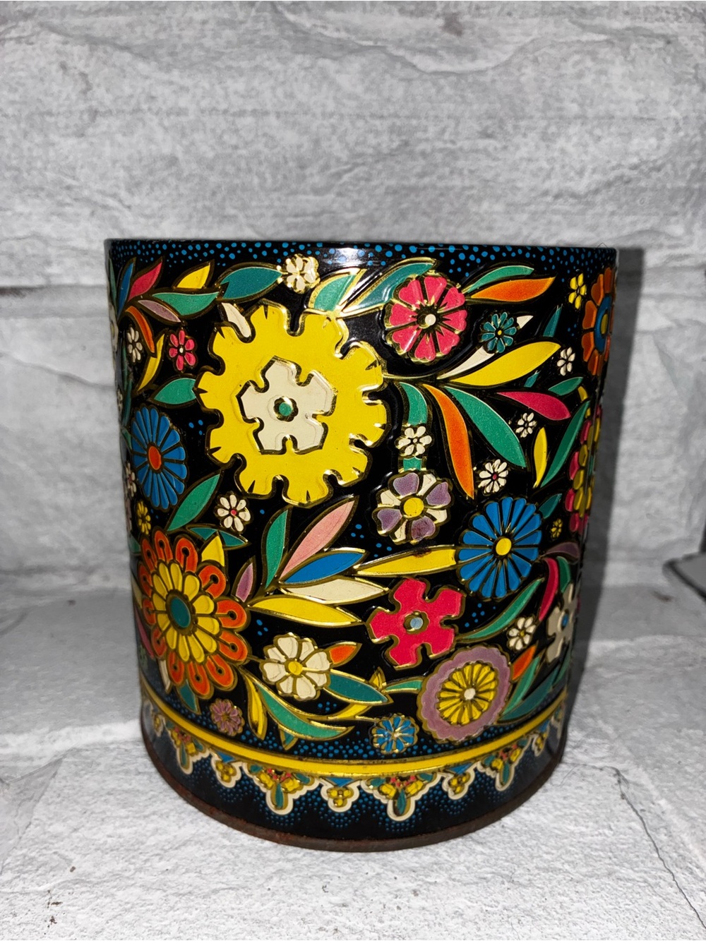 Vintage Colorful Floral tin England